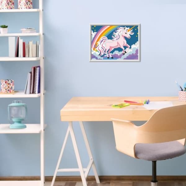 CreArt Kids 18x24cm Neon Enhörning, Måla efter Nummer Kit, Ålder 7+, 25904, Ravensburger