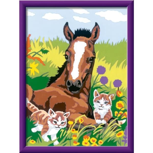CreArt Kids 18x24cm Häst och Kattungar, Målarset med siffror, Konstnummer, Ålder 7+, 25840, Ravensburger