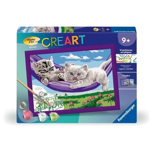 CreArt Kids 18x24cm Killinger i Hængekøjen, Mal efter Tal Sæt, Alder 9+, 25828, Ravensburger