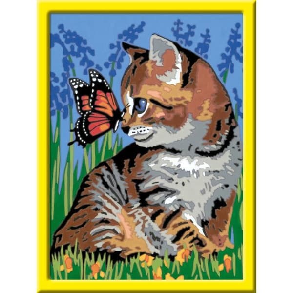 CreArt Kids 18x24cm Kissa ja hänen seuralaisensa perhonen, Maalaa numeroiden mukaan -setti, Taidenumero, Ikä 9, 25813, Ravensburger