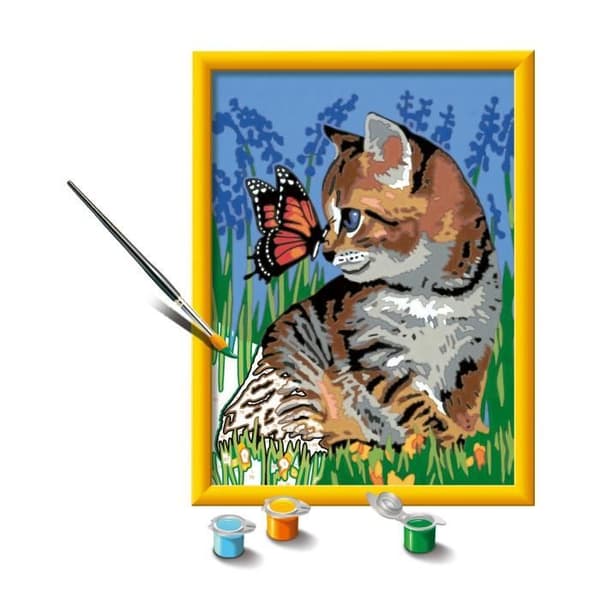 CreArt Kids 18x24cm Kissa ja hänen seuralaisensa perhonen, Maalaa numeroiden mukaan -setti, Taidenumero, Ikä 9, 25813, Ravensburger