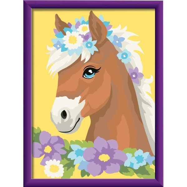 CreArt Kids 18x24cm Blommig Häst, Målarset med Nummer, Konstnummer, Ålder 7+, 25906, Ravensburger