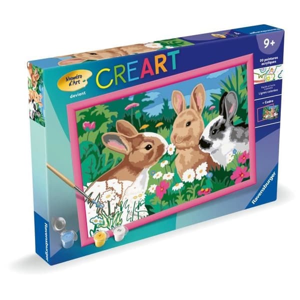 CreArt Kids 31x21cm Kaniner på engen, Mal efter tal-sæt, Alder 9+, 25847, Ravensburger