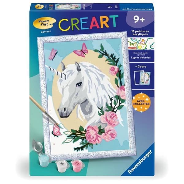 CreArt Kids 18x24cm Blomsterenhjørning, Alder 9+, Malesæt efter tal, Kunstnummer, 25834, Ravensburger