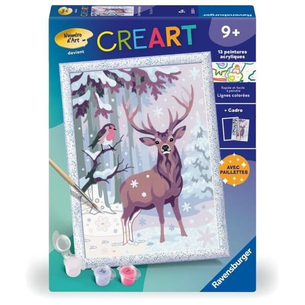 CreArt Kids 18x24cm Romantisk Hjort, Malesæt efter Tal, Kunstnummer, Alder 9+, 25831, Ravensburger