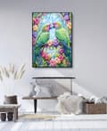 Miniatyrbillede 1 af 6: Bomclap Diamantmaleri – DIY 5D Diamantmaleri, 30x40cm, Farverige papegøjer mellem blomster