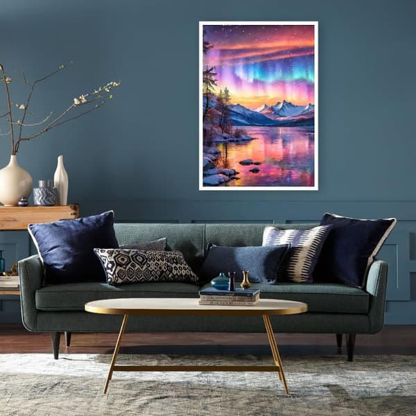 Bomclap Diamond Painting – DIY 5D Diamantmålning, 30x40cm, Magiska Nordiska Ljus över Snöklädda Fjällen