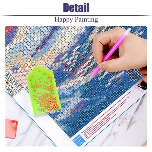 Bomclap Diamond Painting – DIY 5D Diamantmålning, 30x40cm, Magiska Nordiska Ljus över Snöklädda Fjällen