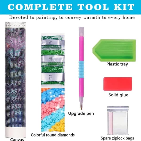 Bomclap Diamantmaleri – DIY 5D Diamantmaleri, 30x40cm, Japansk Pramfru og Kirsebærknopper