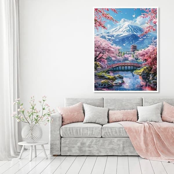 Bomclap Diamantmaleri – DIY 5D Diamantmaleri, 30x40cm, Japansk Pramfru og Kirsebærknopper