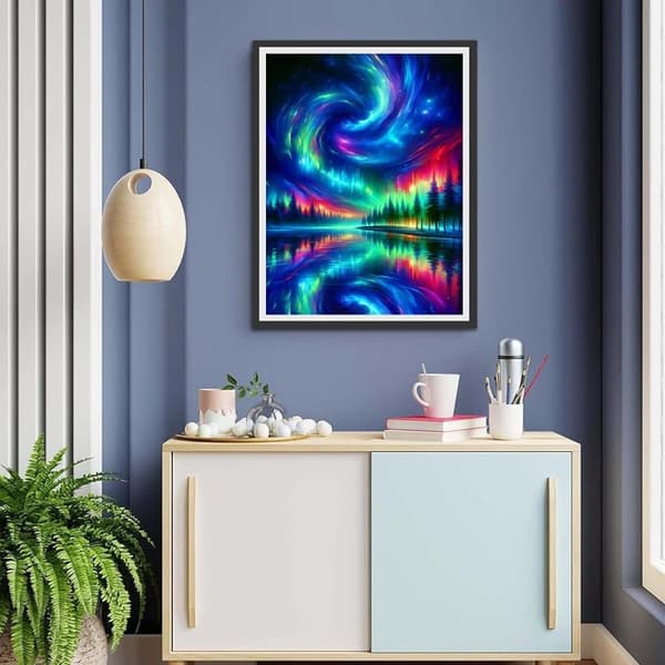 Bomclap Aurora timanttimaalaus aikuisten tee-se-itse-sarja - 5D revontulet pyöreä täysi pora maisema 30x40cm taidekäsityölahja