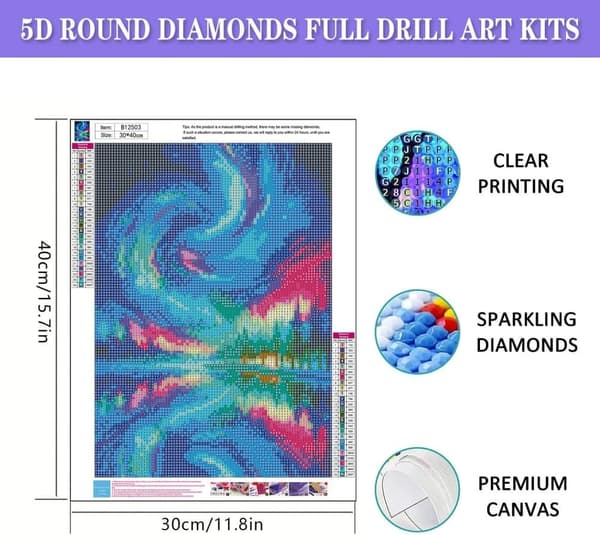Bomclap Aurora timanttimaalaus aikuisten tee-se-itse-sarja - 5D revontulet pyöreä täysi pora maisema 30x40cm taidekäsityölahja
