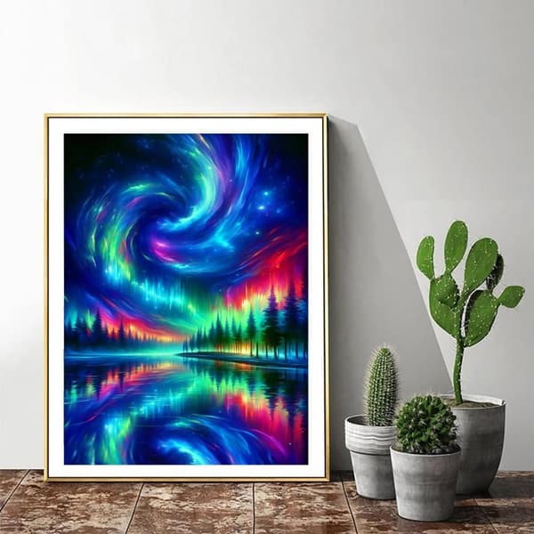 Bomclap Aurora timanttimaalaus aikuisten tee-se-itse-sarja - 5D revontulet pyöreä täysi pora maisema 30x40cm taidekäsityölahja