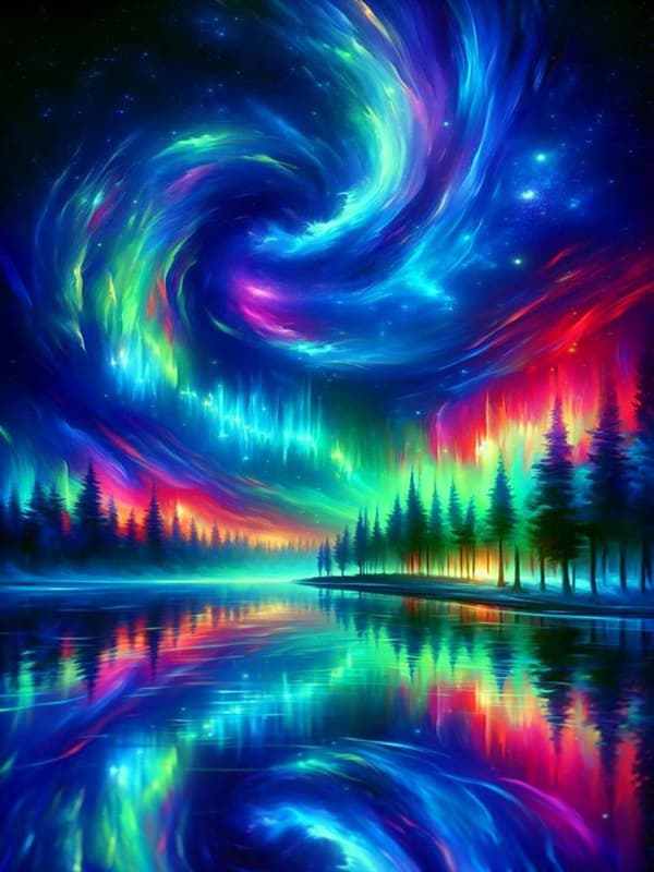 Bomclap Aurora timanttimaalaus aikuisten tee-se-itse-sarja - 5D revontulet pyöreä täysi pora maisema 30x40cm taidekäsityölahja