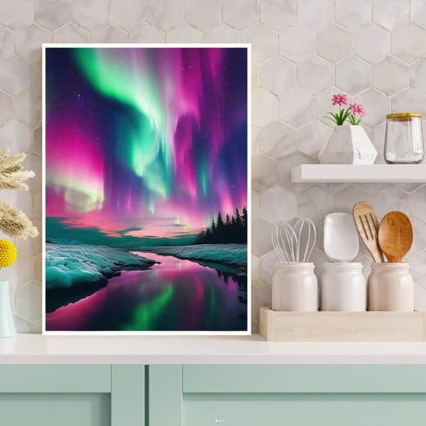 Bomclap Aurora Diamond Art Kit Voksne – Borealis Full Drill Diamond Dots! Rundt 5D diamantmaleri, ædelstenskunst – DIY håndværk