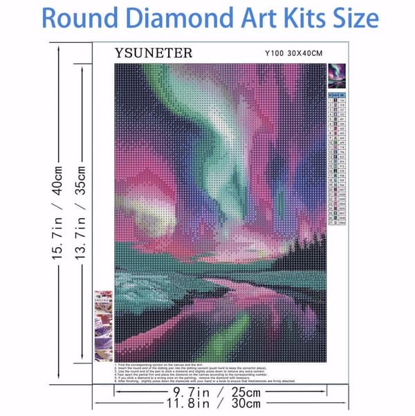 Bomclap Aurora Diamond Art Kit Voksne – Borealis Full Drill Diamond Dots! Rundt 5D diamantmaleri, ædelstenskunst – DIY håndværk