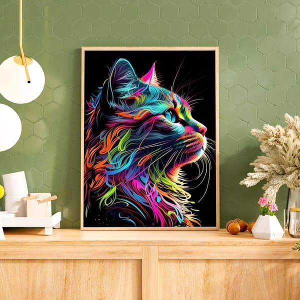Bomclap Diamantmaleri – DIY 5D Diamantmaleri, 30x40cm, Farverig Katteside
