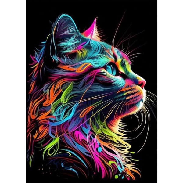 Bomclap timanttimaalaus – DIY 5D timanttimaalaus, 30x40cm, värikäs kissan puoli