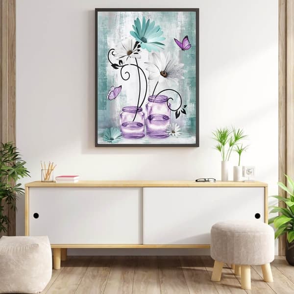 Bomclap Daisy Diamond Art Kit Aikuiset – Maalaismainen kukka Full Drill Diamond Dots! Pyöreä 5D-timanttimaalaus, jalokivitaide – DIY-käsityö