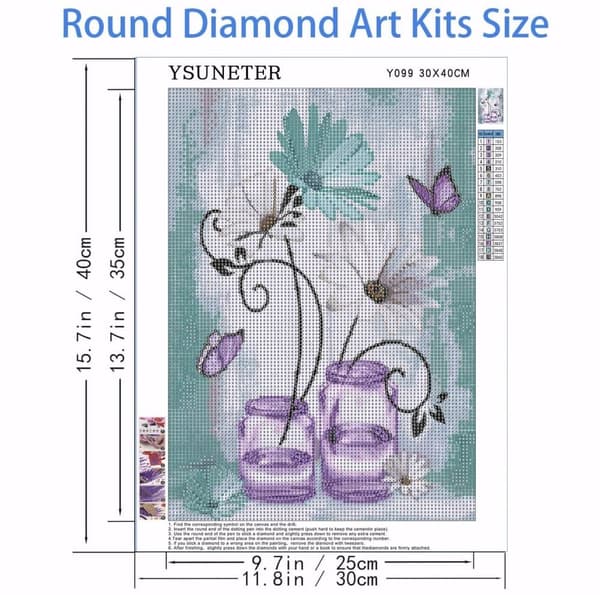 Bomclap Daisy Diamond Art Kit Aikuiset – Maalaismainen kukka Full Drill Diamond Dots! Pyöreä 5D-timanttimaalaus, jalokivitaide – DIY-käsityö