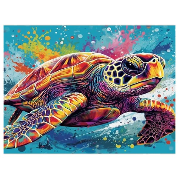 Bomclap diamantmaleri – DIY 5D diamantmaleri, 30x40cm, farverig skildpadde i undervandskoncert