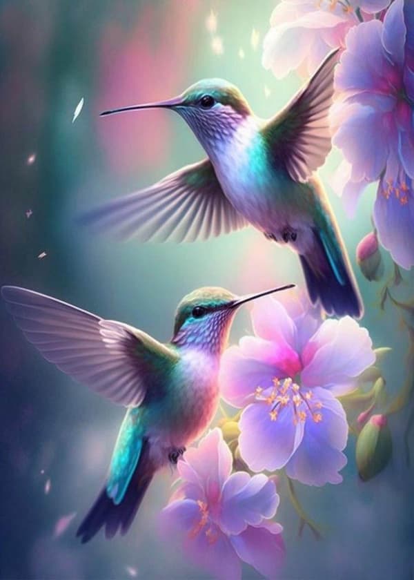 Bomclap Hummingbird Diamond Art Kit Aikuiset – Birds Round Full Drill Diamond Painting! Jalokivitaide – DIY 5D Diamond Dots, taide ja kodin sisustus