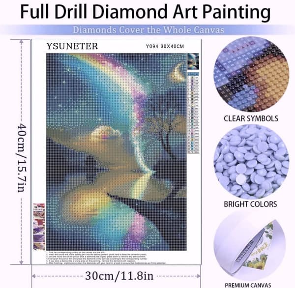 Bomclap Moon Tree Diamond Art Kit Voksne – Rund fuld bore diamantmaleri! Ædelstenskunst – DIY 5D Diamant Prikker, Rulle Dekoration