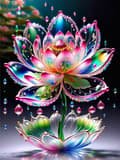 Miniatyrbillede 1 af 6: Bomclap Lotus Diamantkunst Kit for Voksne og Beginner - Lotus - Blomster Diamant Art Kits for Voksne, Fuld Drill DIY 5D Diamantmålning, Gem Art Hjemme