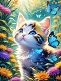 Miniatyrbild 1 av 7: Bomclap Katt Diamantkonst Vuxen - 5D Fjäril Blomster Full Drill Målning 30x40 cm DIY Hemslöjd
