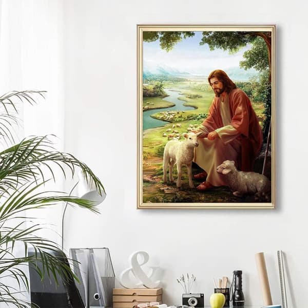 Bomclap Jesus Diamond Art Voksen - 5D Kristus Fuld Drill DIY Kit 30x40 cm Religiøs Kunsthåndværk Gave