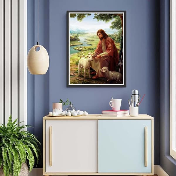 Bomclap Jesus Diamond Art Voksen - 5D Kristus Fuld Drill DIY Kit 30x40 cm Religiøs Kunsthåndværk Gave