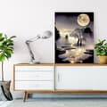Miniatyrbild 2 av 9: Bomclap Måne Diamantmålning Nybörjare - 5D Månsken Landskap DIY Kit 30x40 cm Naturskön Väggkonst