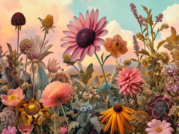 Bomclap diamantmaleri – DIY 5D diamantmaleri, 30x40cm, farverige blomster under morgenhimlens sødme