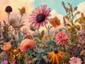Miniatyrbillede 1 af 5: Bomclap diamantmaleri – DIY 5D diamantmaleri, 30x40cm, farverige blomster under morgenhimlens sødme