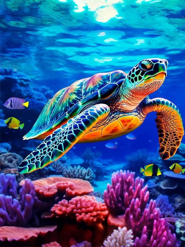 bomclap havskildpadde diamantmaleri - 5d blå rund fuld boremaskine DIY kit 30x40 cm marine vægdekorationer