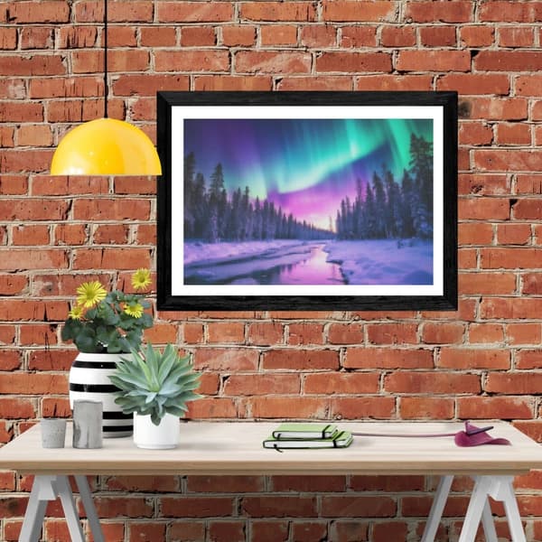 Bomclap timanttimaalaus – DIY 5D timanttimaalaus, 30x40cm, taianomaisia pohjoistulia lumen peittämän metsän yllä