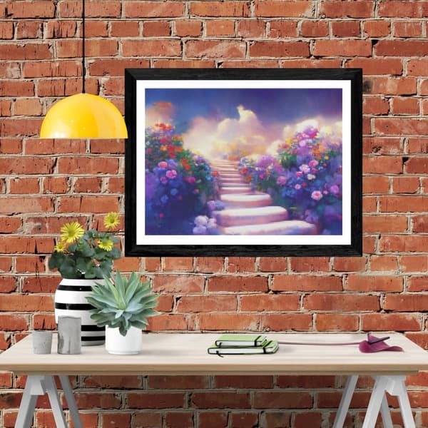 Bomclap Diamantmaleri – DIY 5D Diamantmaleri, 30x40cm, Magisk Blomstersti til Skinnende Himmel