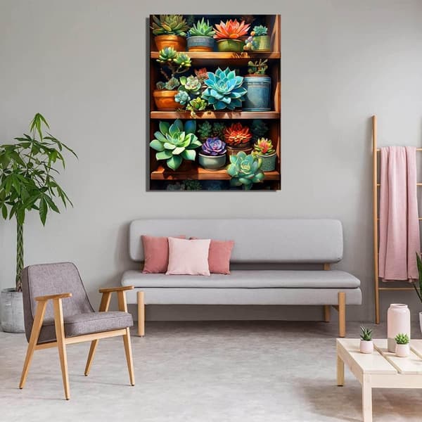 Bomclap 5D Blomster Diamant Maleri Kit - DIY Sukkulenter, Fuld Drill Gem Art! Voksne Begyndere, Hjem Vægdekoration & Gave