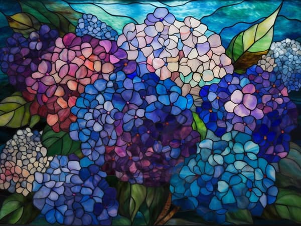 Bomclap Diamond Painting – DIY 5D Diamantmålning, 30x40cm, Färgsprakande Glasmåleri av Hortensier
