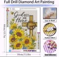 Miniatyrbillede 3 af 5: Bomclap Sunflower Cross Diamond Art Kit Voksne – Fuld Drill 5D DIY Diamond Dots! Perlekunst, Indretning af Hjemmeværelset