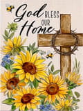 Miniatyrbillede 1 af 5: Bomclap Sunflower Cross Diamond Art Kit Voksne – Fuld Drill 5D DIY Diamond Dots! Perlekunst, Indretning af Hjemmeværelset