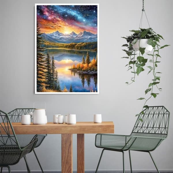 Bomclap Maastopyyntö Diamanttiaset Aikuille - Täydellinen Drill, Vuoristo järvi taivas maiseman diamantti maalaus. Kristalli rhinestone Gem Art, DIY -