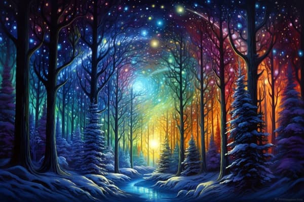 Bomclap Diamond Painting – DIY 5D Diamantmålning, 30x40cm, Magisk Snöklädd Skog under Stjärnklotets Glans