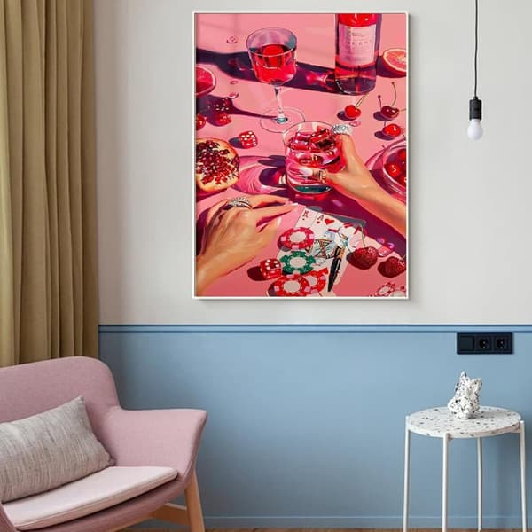 Bomclap Pink Diamond Art Begynder - 5D Fuld Drill Blomster DIY Kit 30x40 cm Vægdekoration Håndværksgave