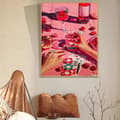 Miniatyrbillede 4 af 7: Bomclap Pink Diamond Art Begynder - 5D Fuld Drill Blomster DIY Kit 30x40 cm Vægdekoration Håndværksgave