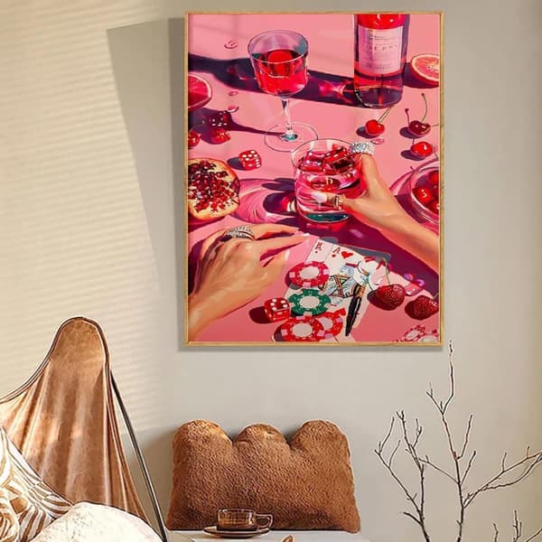 Bomclap Pink Diamond Art Begynder - 5D Fuld Drill Blomster DIY Kit 30x40 cm Vægdekoration Håndværksgave