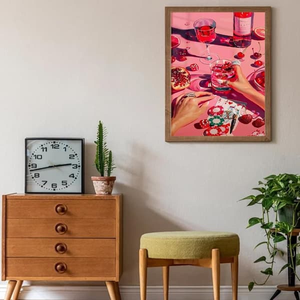 Bomclap Pink Diamond Art Begynder - 5D Fuld Drill Blomster DIY Kit 30x40 cm Vægdekoration Håndværksgave