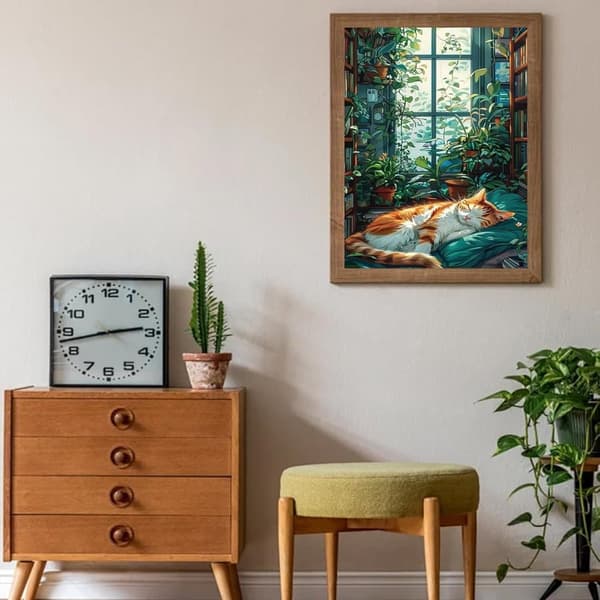 Bomclap Cat Timanttimaalaus Aikuinen - 5D Full Drill DIY Kit 30x40 cm Kissan muotokuva seinätaide käsityöt