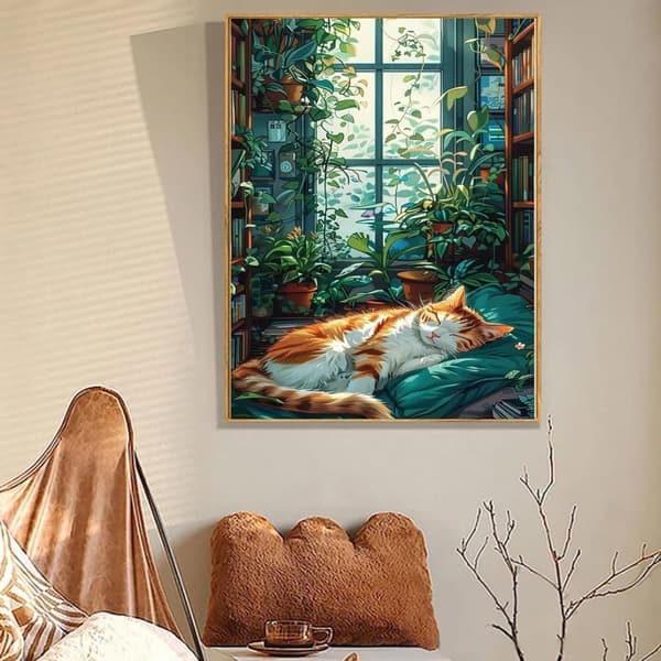 Bomclap Cat Timanttimaalaus Aikuinen - 5D Full Drill DIY Kit 30x40 cm Kissan muotokuva seinätaide käsityöt