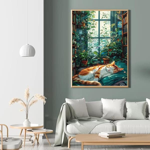 Bomclap Cat Timanttimaalaus Aikuinen - 5D Full Drill DIY Kit 30x40 cm Kissan muotokuva seinätaide käsityöt